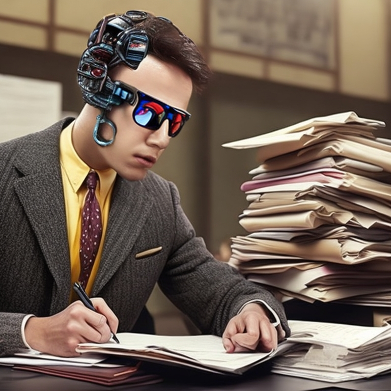 Cyborg Professor Grading Papers