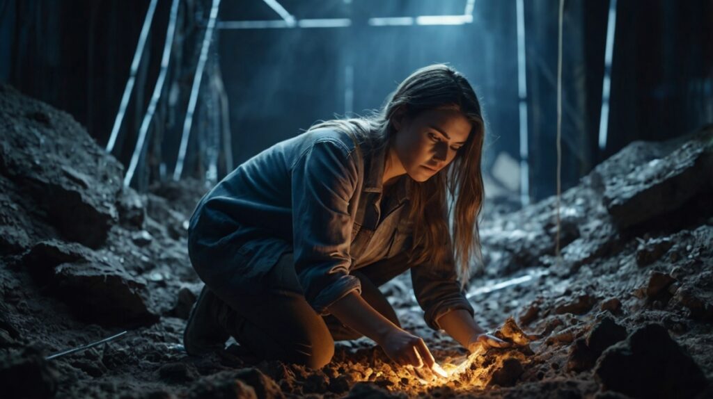 Woman Digs Into Glowing Rock