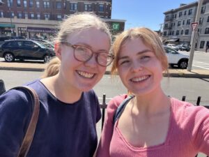 Photo of my sister and I finally meeting up