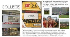photos of the track at new balance, a media pass, and photos I took at Nuttycombe invitational 