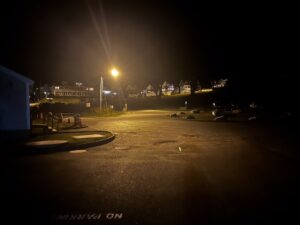 Looking up at the town from the pier
