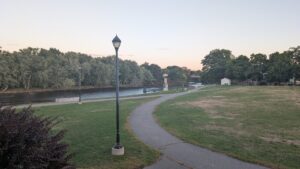 Lookout from the gazebo at the water and watchtower statue