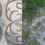 A man-made rug contrasted with natural turf